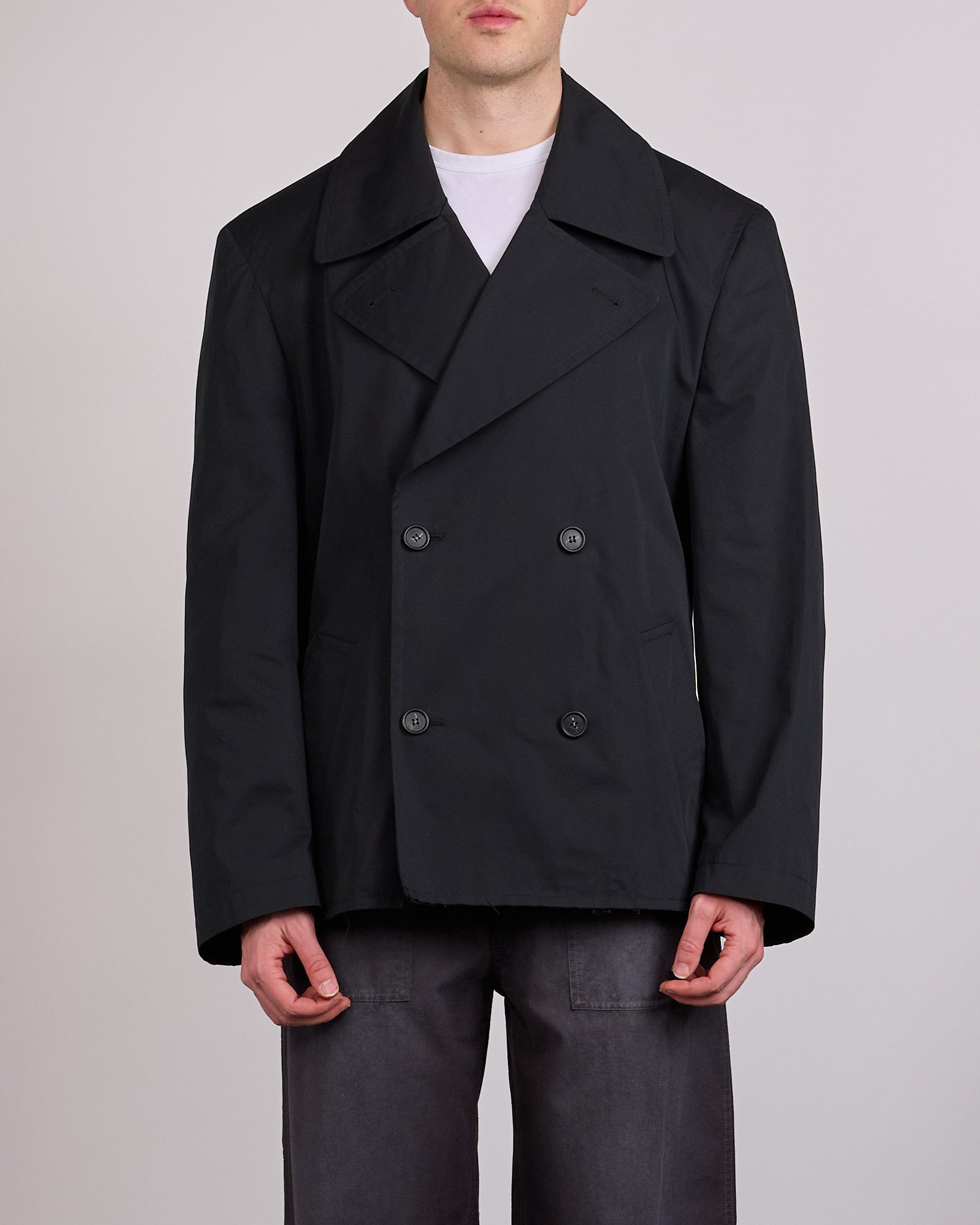 Maison Margiela MM6 DWR Gabardine Short Trench Black – LESS 17