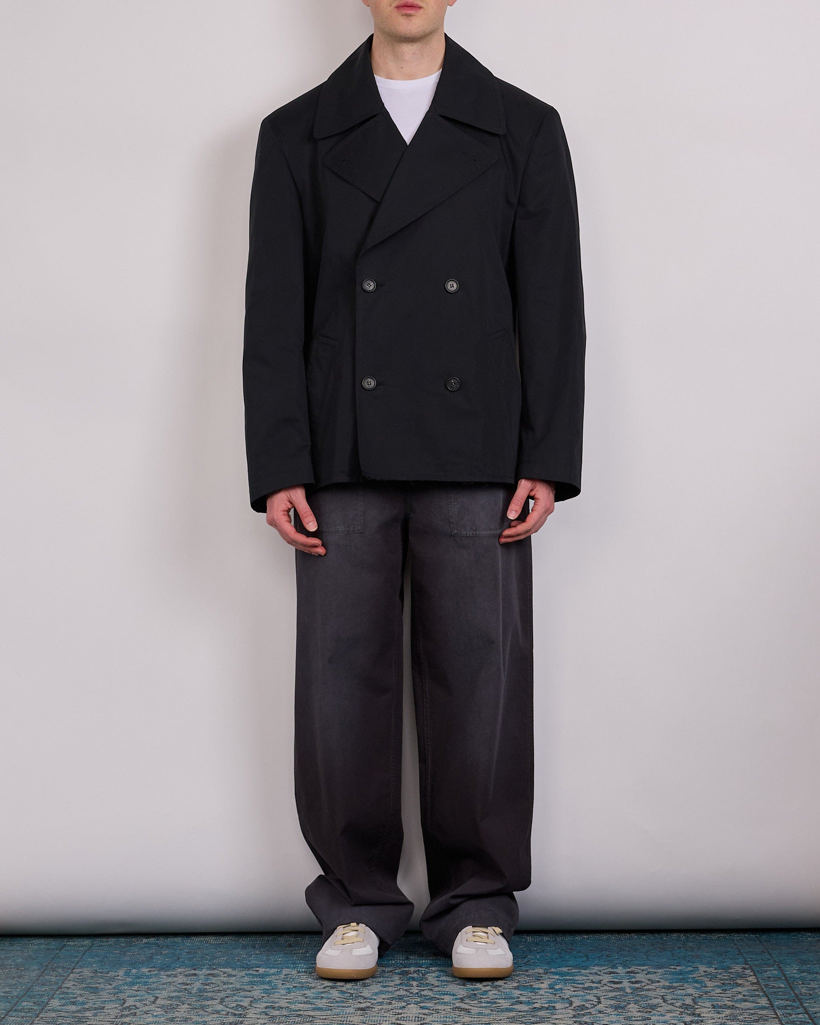 Maison Margiela MM6 DWR Gabardine Short Trench Black – LESS 17