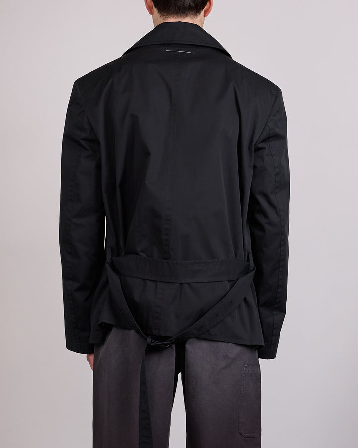 Maison Margiela MM6 DWR Gabardine Short Trench Black