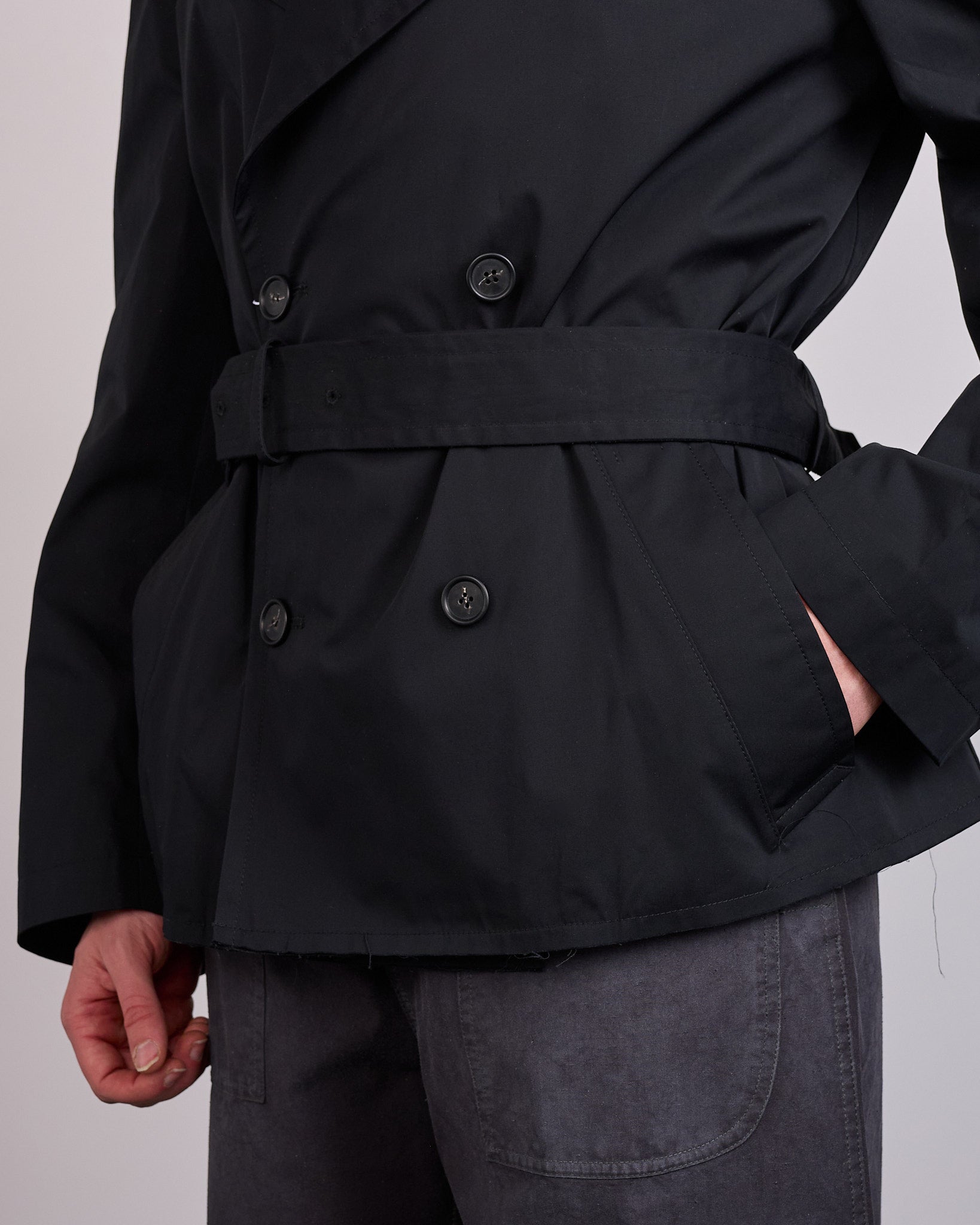 Maison Margiela MM6 DWR Gabardine Short Trench Black – LESS 17