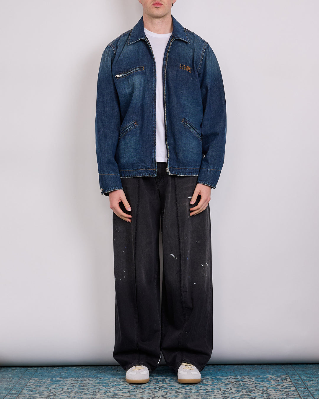 Maison Margiela MM6 Denim Zip Numbers Jacket Med Blue