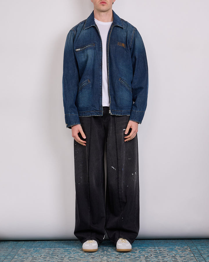 Maison Margiela MM6 Denim Zip Numbers Jacket Med Blue