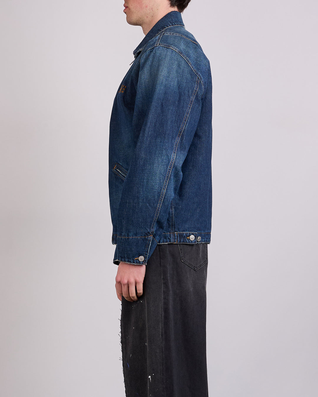 Maison Margiela MM6 Denim Zip Numbers Jacket Med Blue