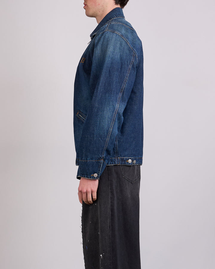 Maison Margiela MM6 Denim Zip Numbers Jacket Med Blue