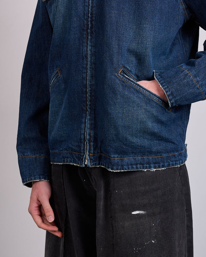 Maison Margiela MM6 Denim Zip Numbers Jacket Med Blue