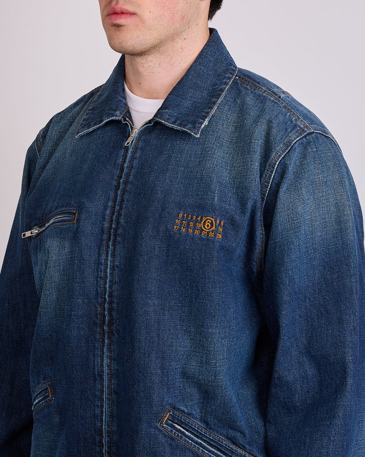Maison Margiela MM6 Denim Zip Numbers Jacket Med Blue