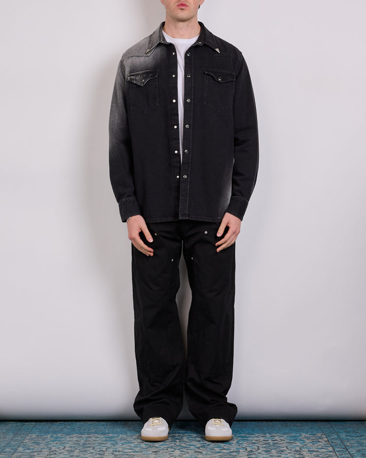 Maison Margiela MM6 Fade Denim Cowboy Snap Shirt Black
