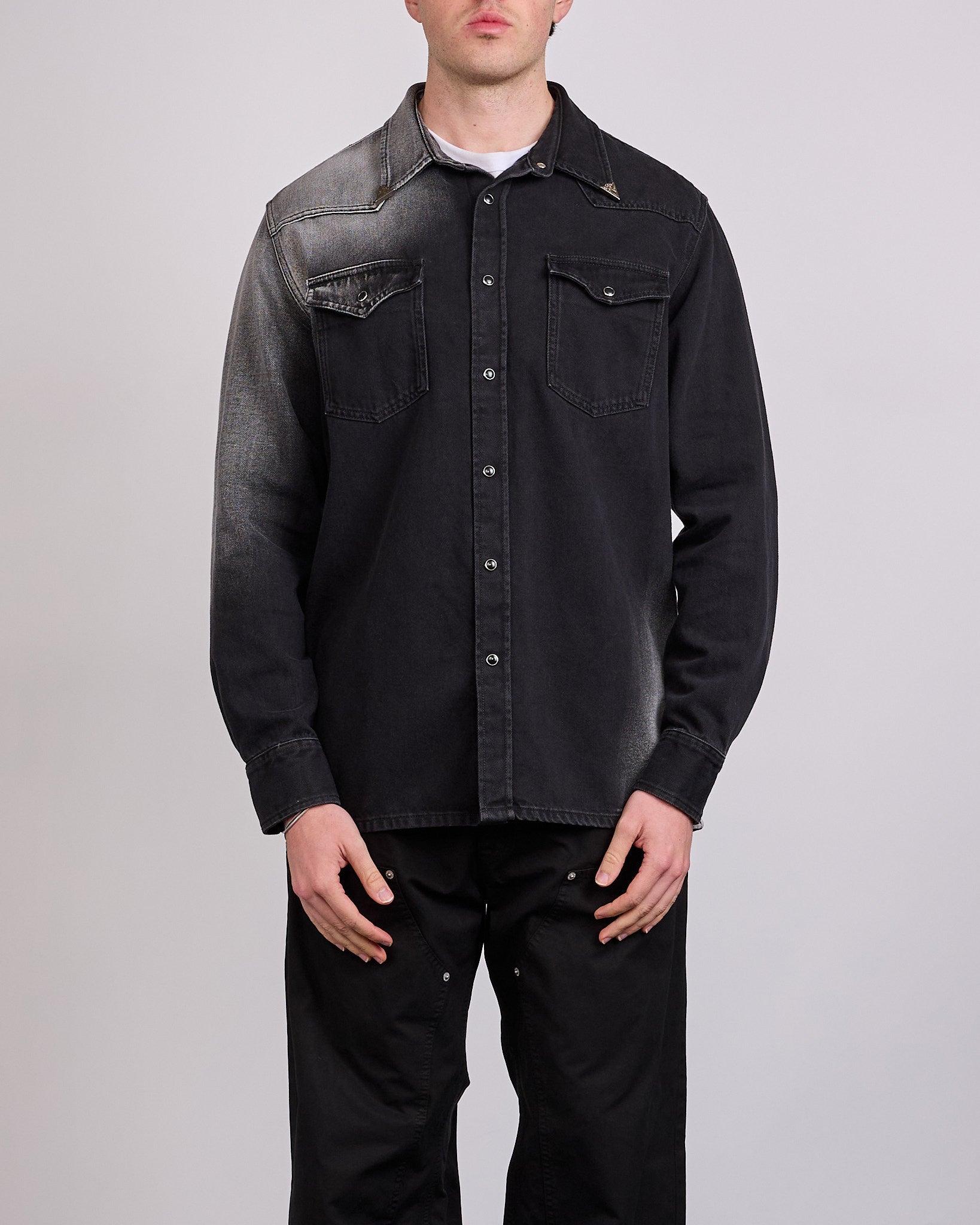 Maison Margiela MM6 Fade Denim Cowboy Snap Shirt Black – LESS 17