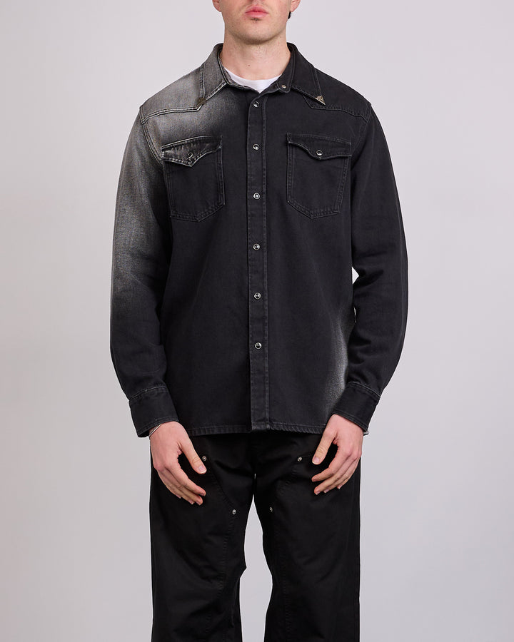 Maison Margiela MM6 Fade Denim Cowboy Snap Shirt Black