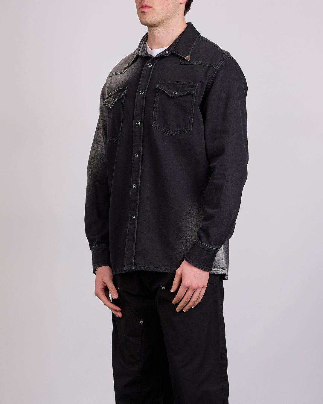 Maison Margiela MM6 Fade Denim Cowboy Snap Shirt Black