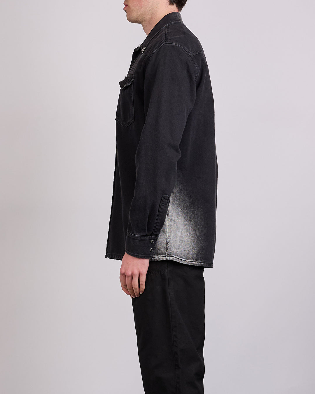 Maison Margiela MM6 Fade Denim Cowboy Snap Shirt Black