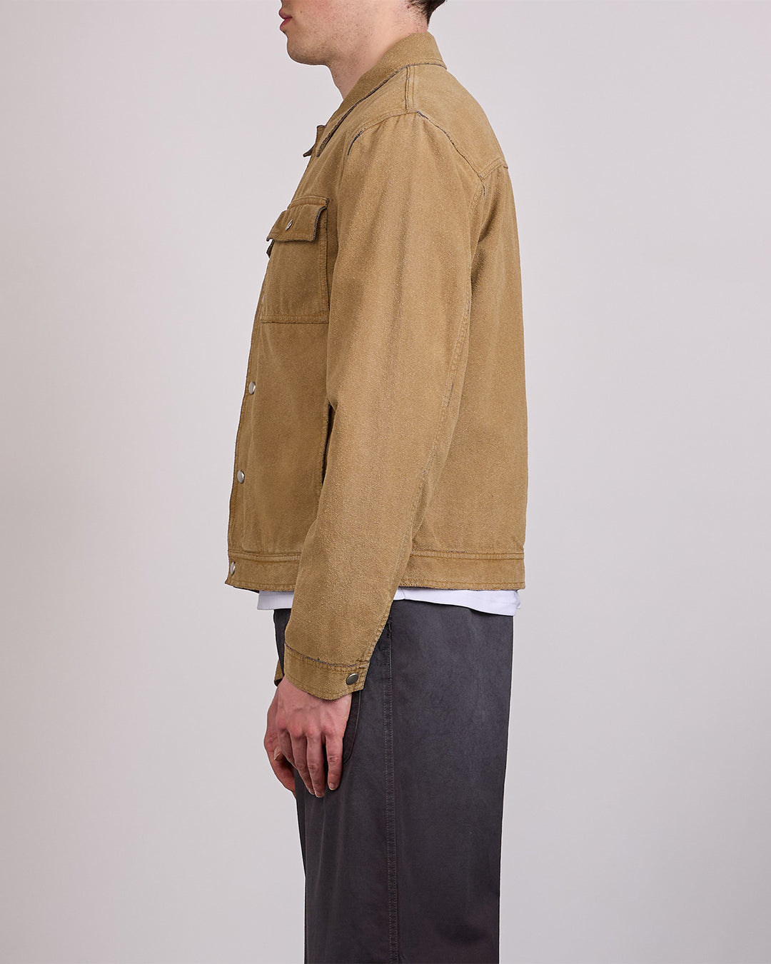 Maison Margiela MM6 Flock Denim Snap Jacket Sand