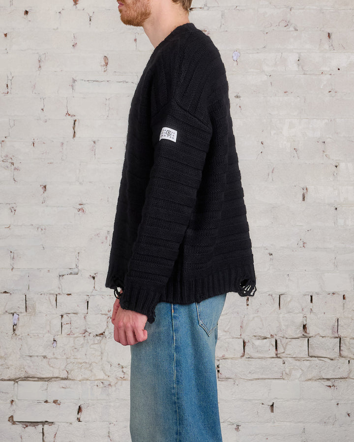 Maison Margiela MM6 Links Distressed Cardigan Black