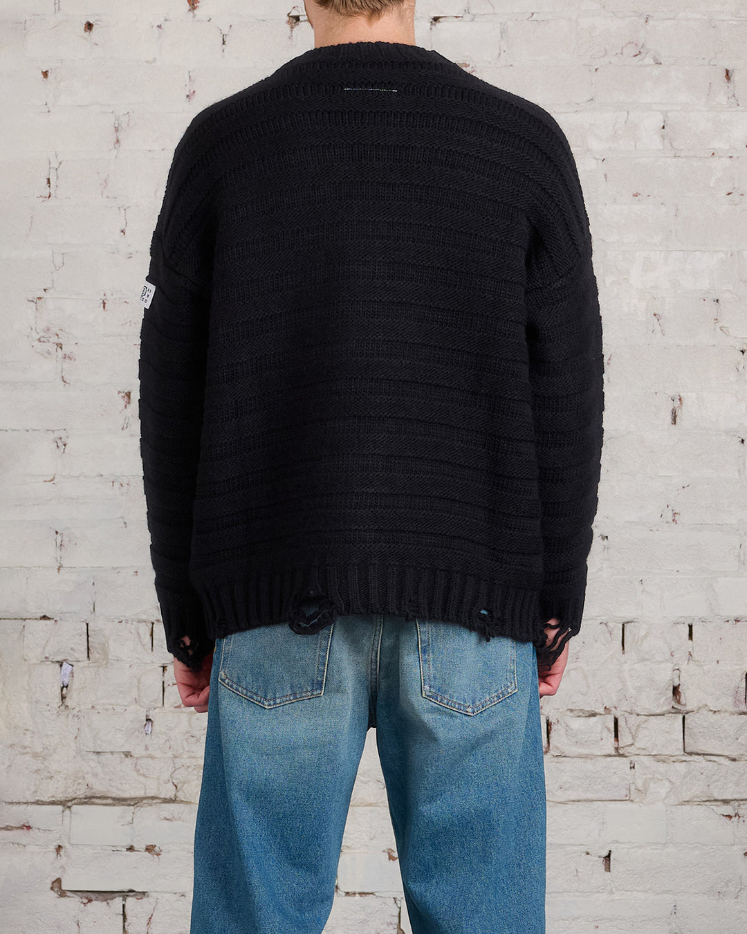 Maison Margiela MM6 Links Distressed Cardigan Black