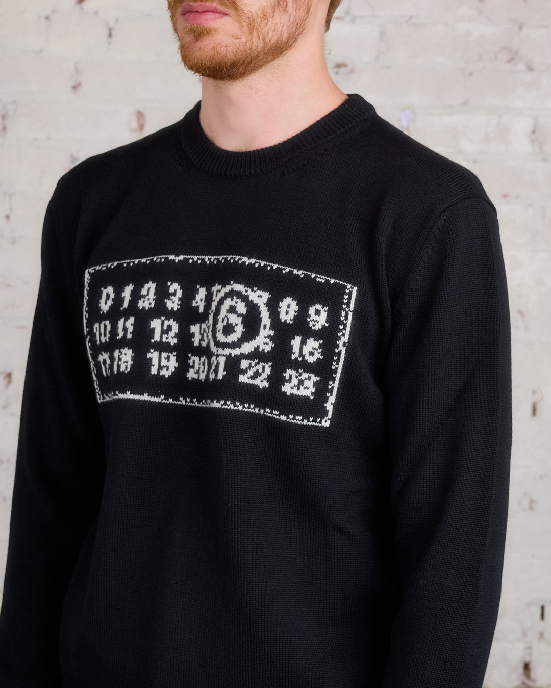 Maison Margiela MM6 Numbers Logo Sweater Black White