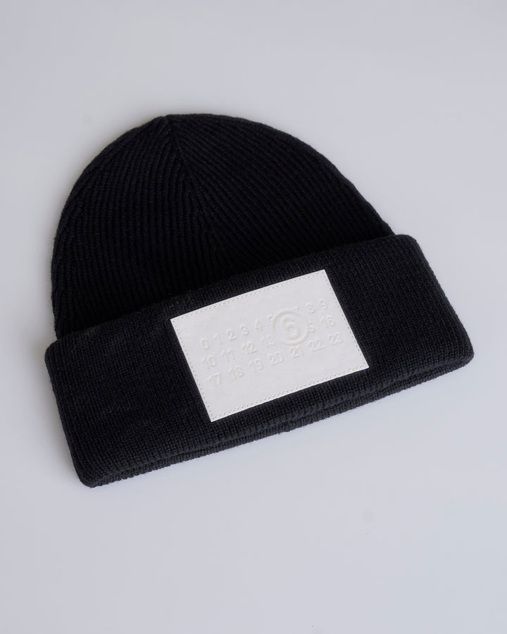 Maison Margiela MM6 Patch Logo Cuff Beanie Black