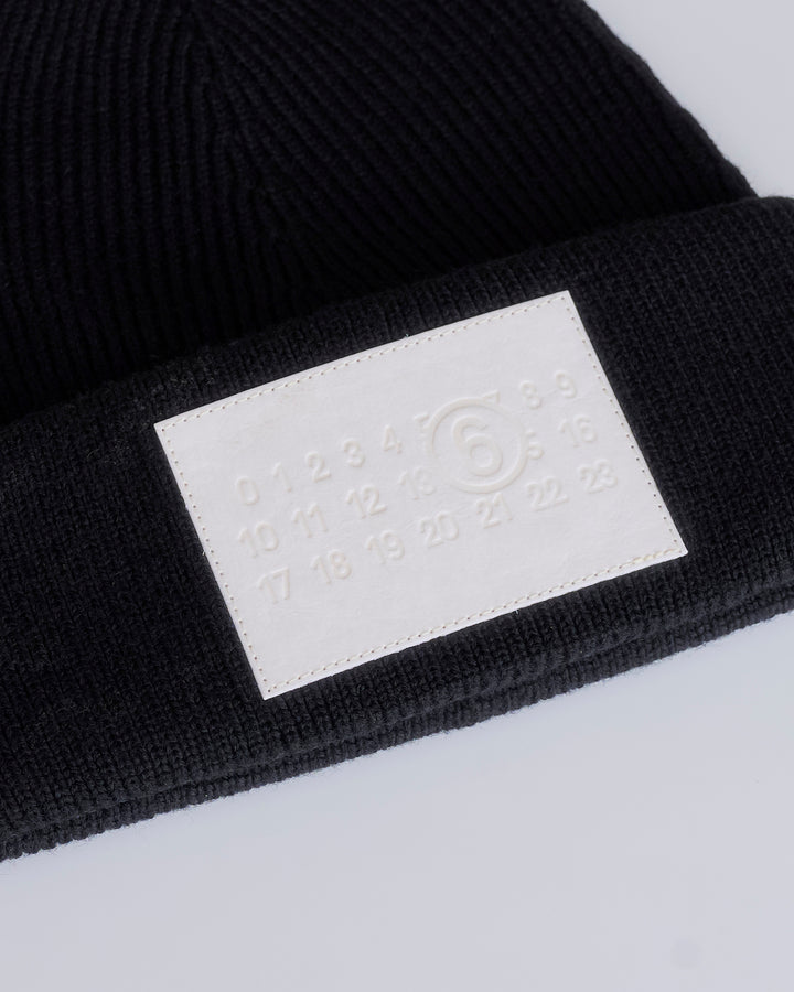 Maison Margiela MM6 Patch Logo Cuff Beanie Black