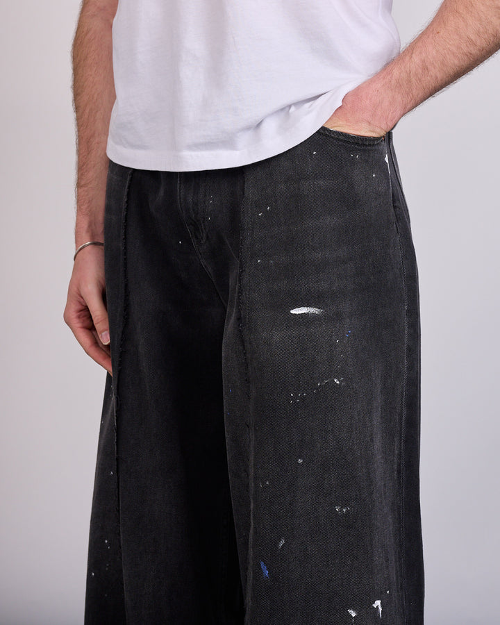 Maison Margiela MM6 Pleat Relaxed Jean Black Paint