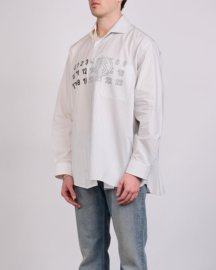 Maison Margiela MM6 Poplin Numbers Button Shirt White Stripe