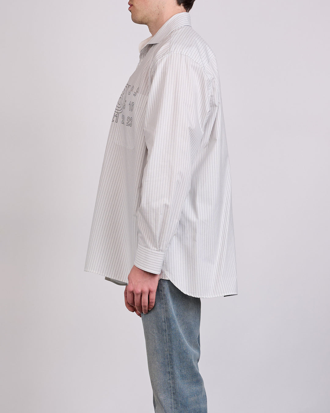 Maison Margiela MM6 Poplin Numbers Button Shirt White Stripe
