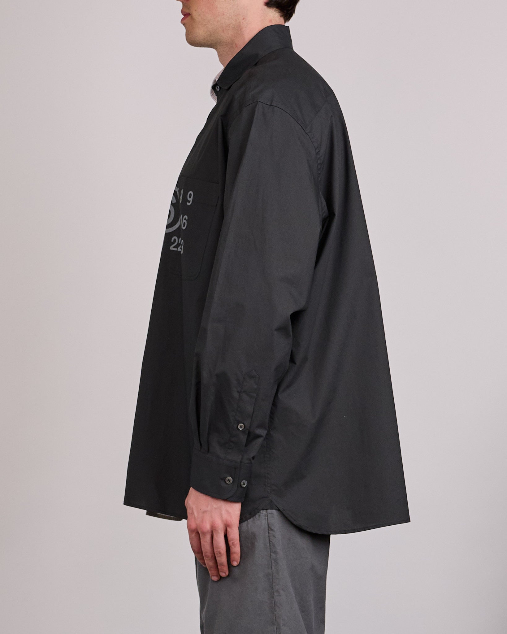 Maison Margiela MM6 Poplin + Stripe Button Shirt Black – LESS 17