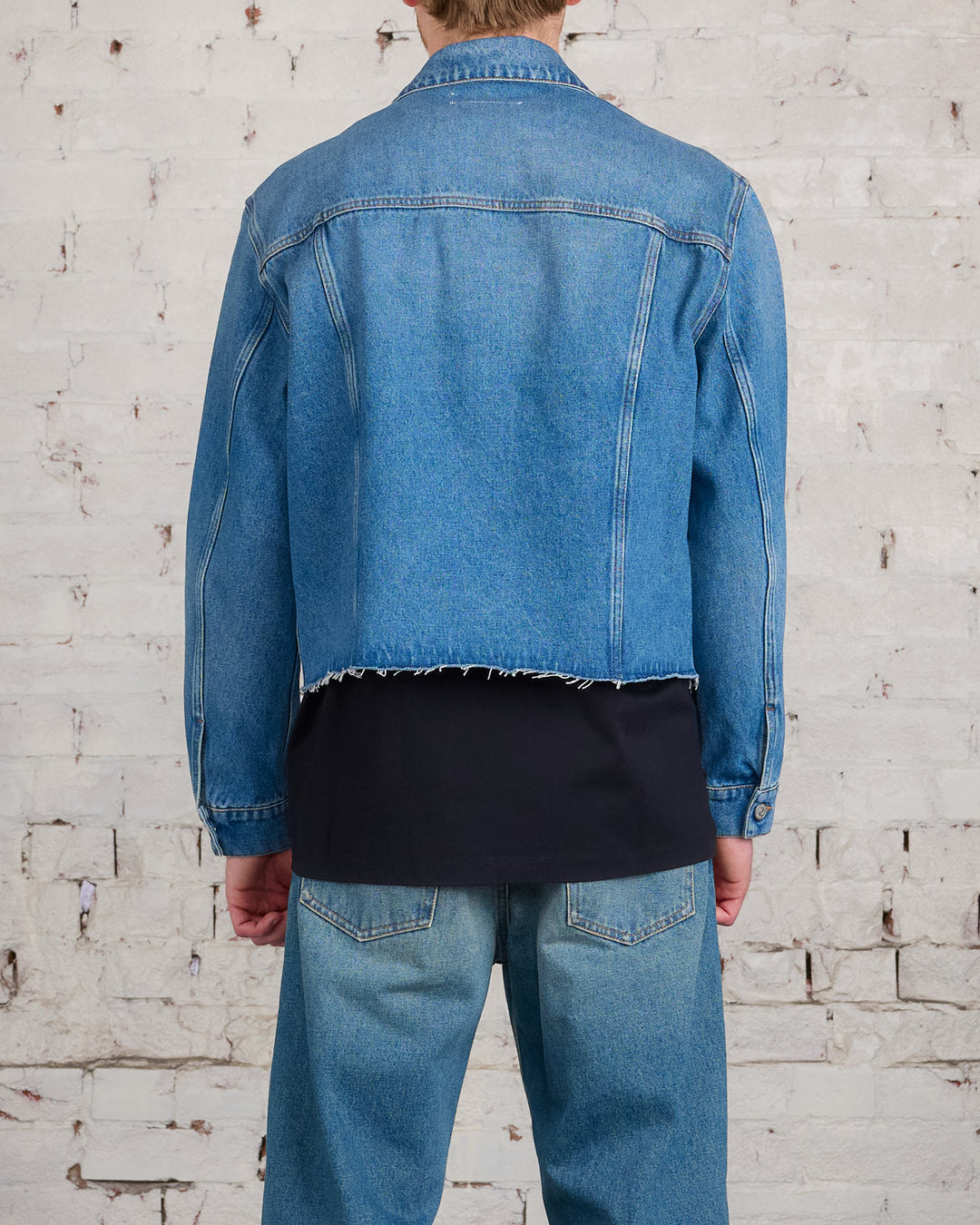 Maison Margiela MM6 Raw Edge Denim Jacket Light Blue