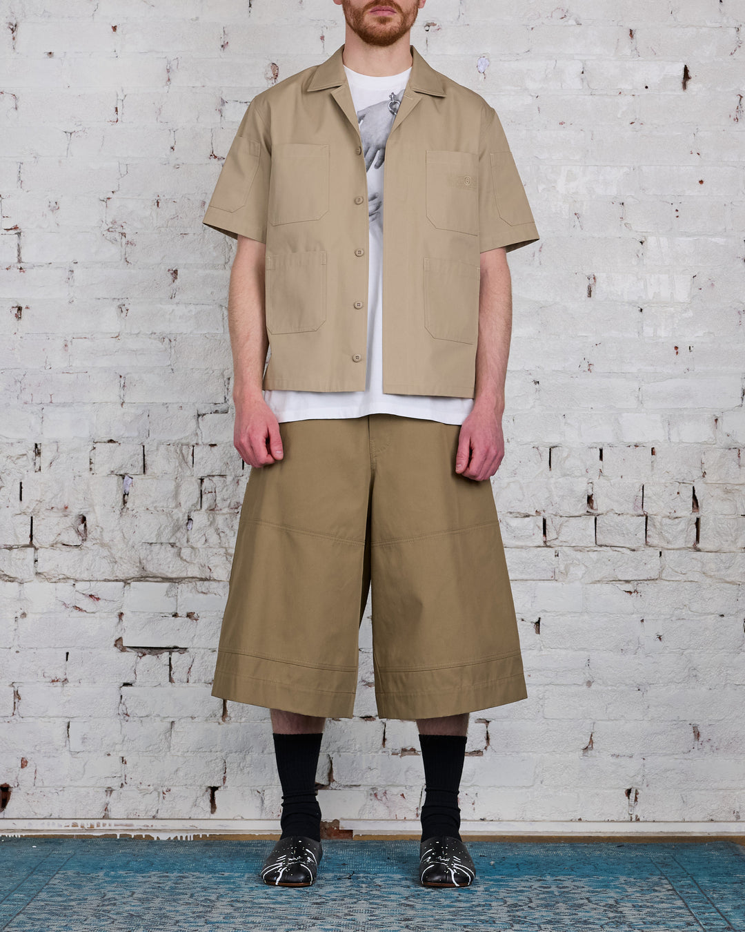 Maison Margiela MM6 Cotton Gabardine Short Mud Brown