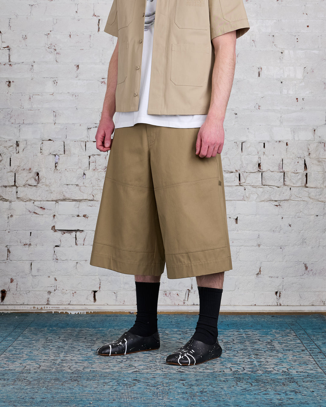 Maison Margiela MM6 Cotton Gabardine Short Mud Brown