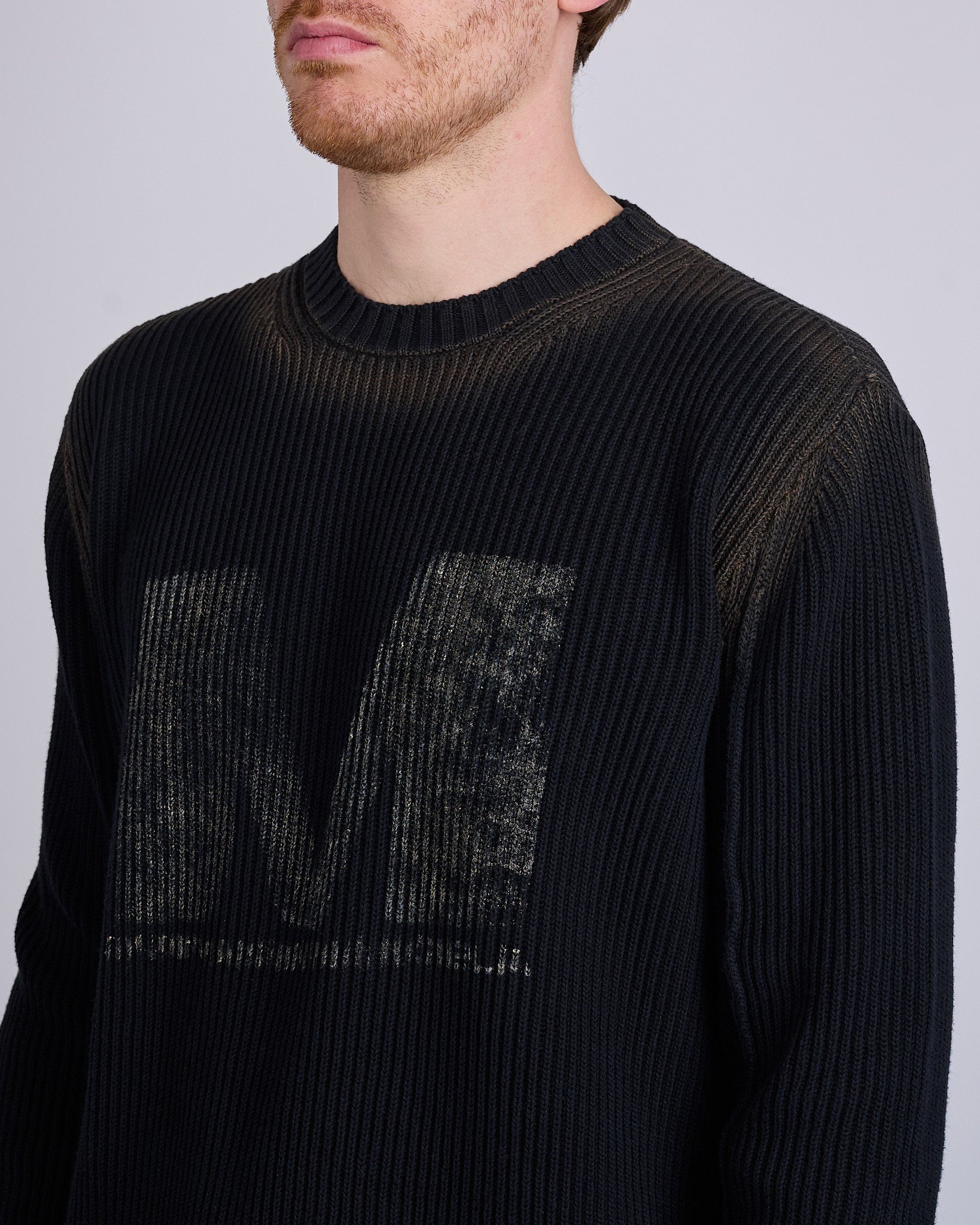 Maison Margiela MM6 Sunbleached Big M Sweater Black Black – LESS 17