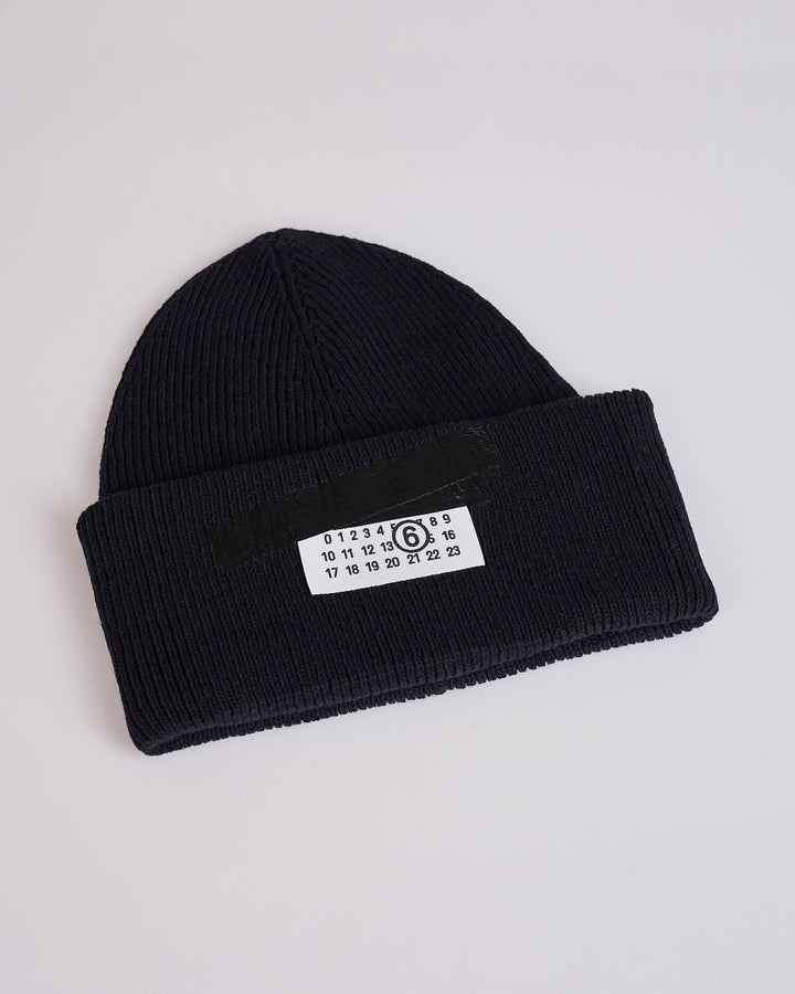 Maison Margiela MM6 Tape Wool Blend Beanie Black