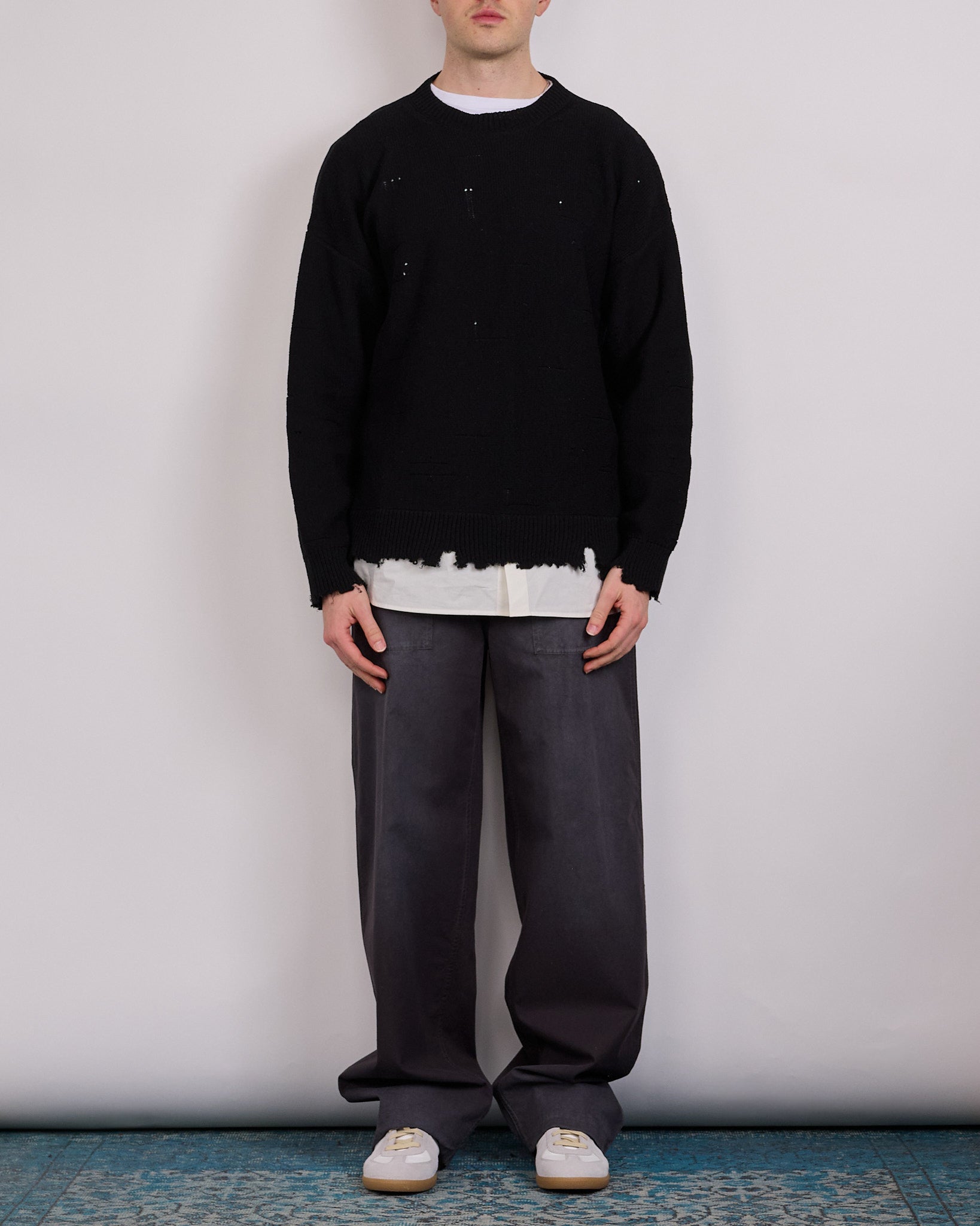 Maison Margiela MM6 Two In One Damaged Sweater Black – LESS 17
