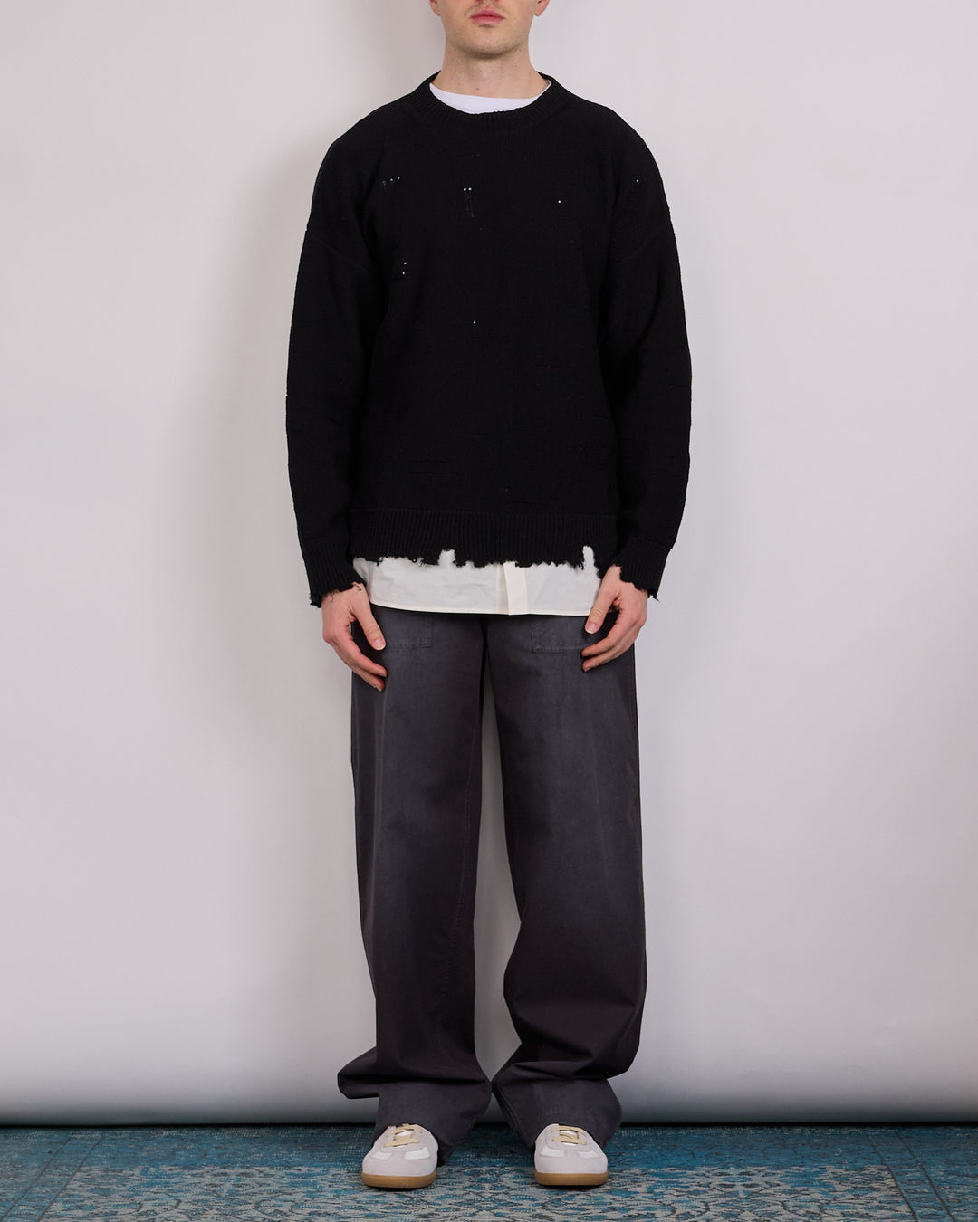 Maison Margiela MM6 Two In One Damaged Sweater Black