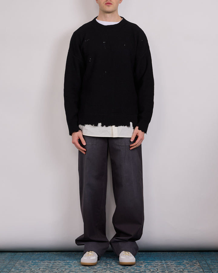 Maison Margiela MM6 Two In One Damaged Sweater Black