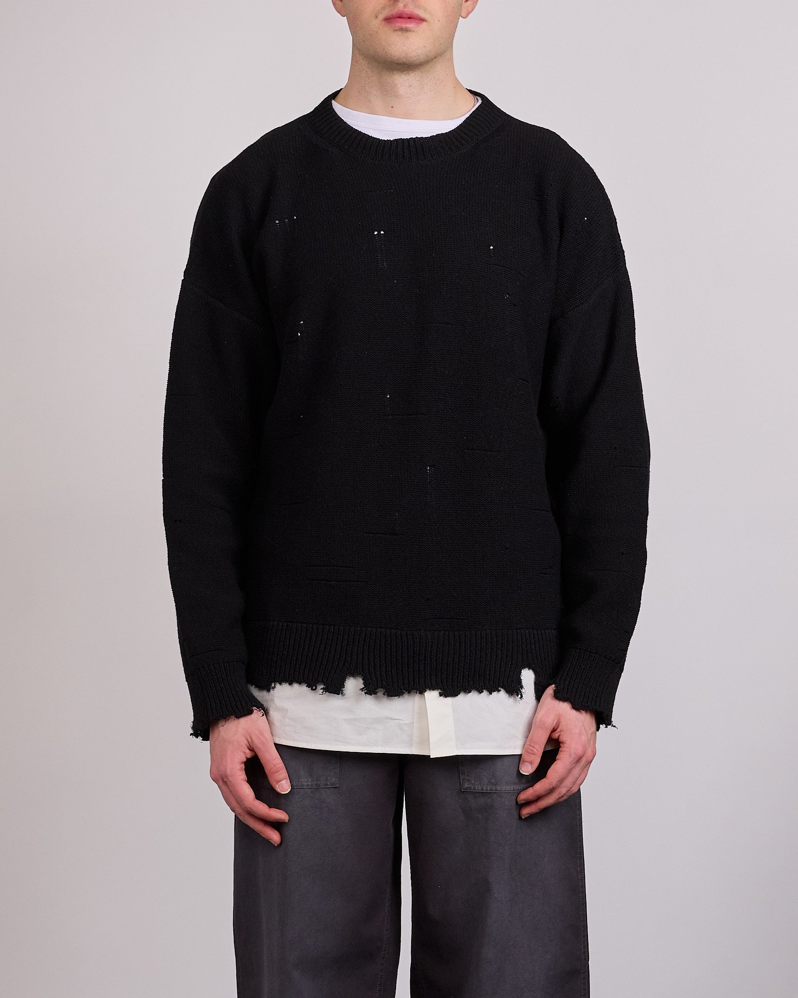 Maison Margiela MM6 Two In One Damaged Sweater Black – LESS 17