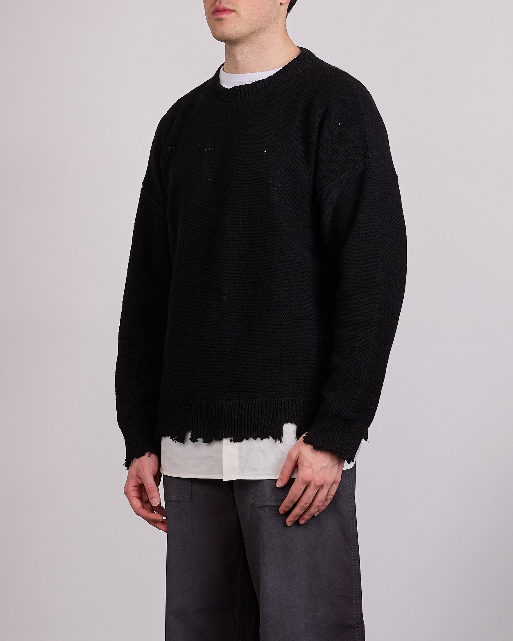 Maison Margiela MM6 Two In One Damaged Sweater Black – LESS 17 Maison Margiela MM6 Two In One Damaged Sweater Black – LESS 17