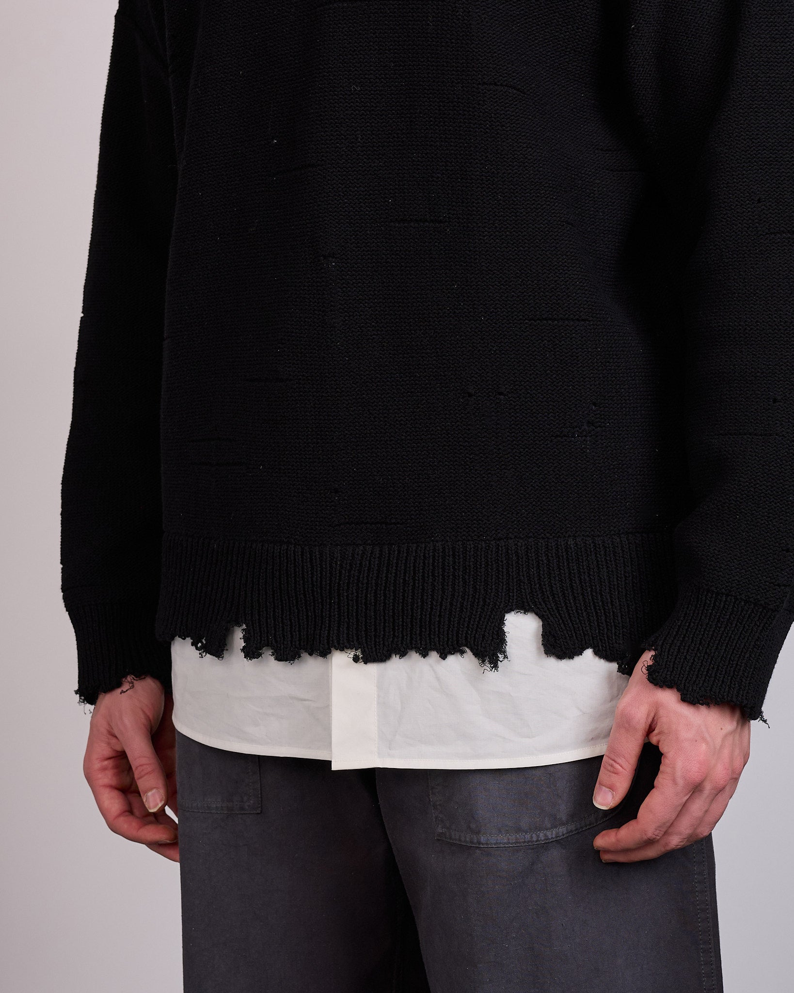 Maison Margiela MM6 Two In One Damaged Sweater Black – LESS 17