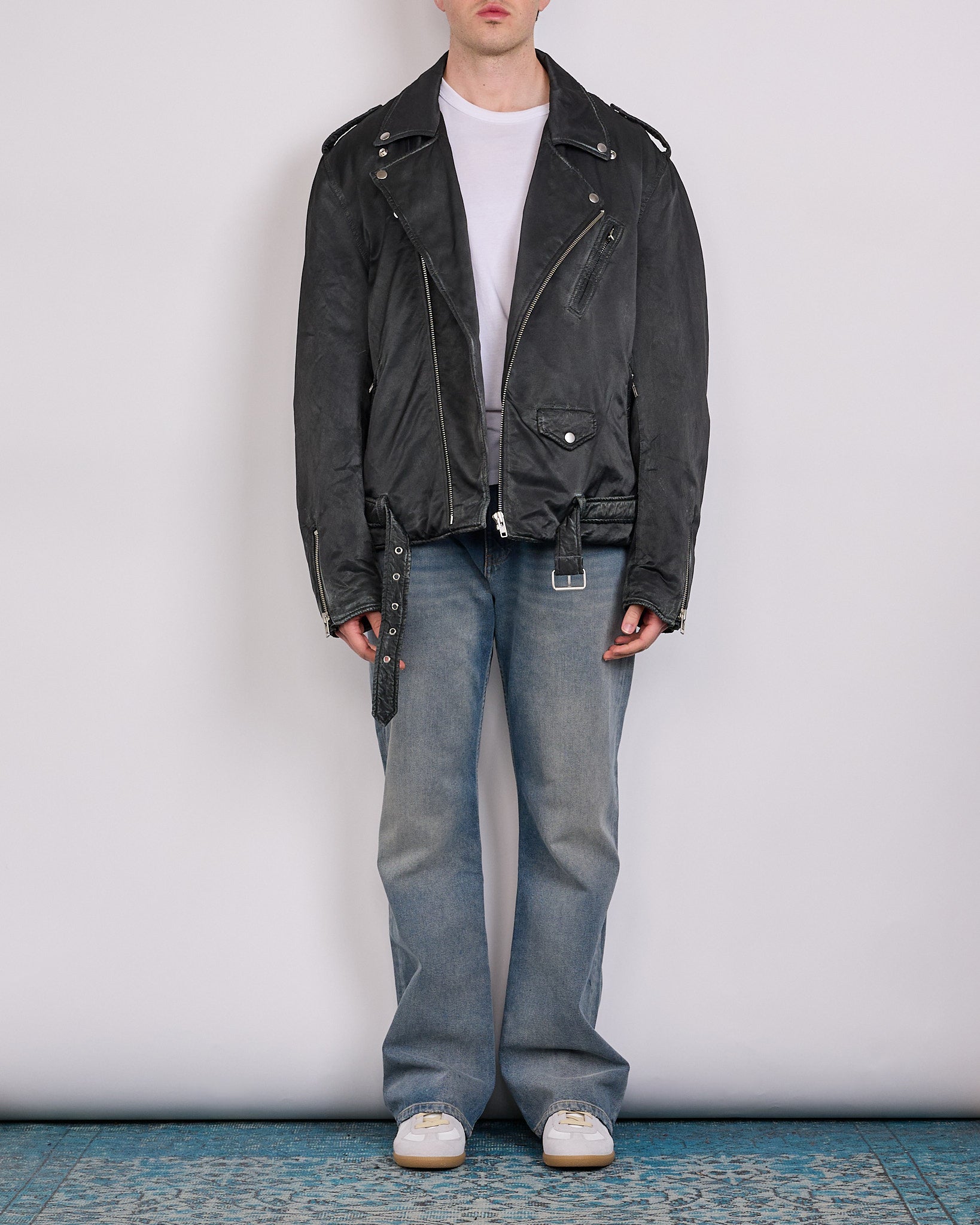 Maison Margiela MM6 Viscose Blend Biker Jacket Washed Black – LESS 17