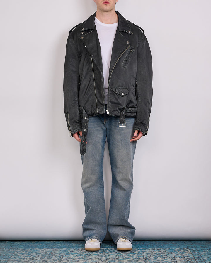 Maison Margiela MM6 Viscose Blend Biker Jacket Washed Black