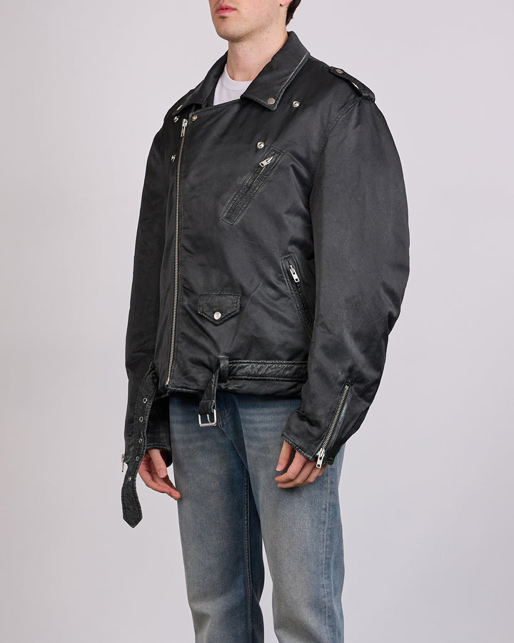 Maison Margiela MM6 Viscose Blend Biker Jacket Washed Black