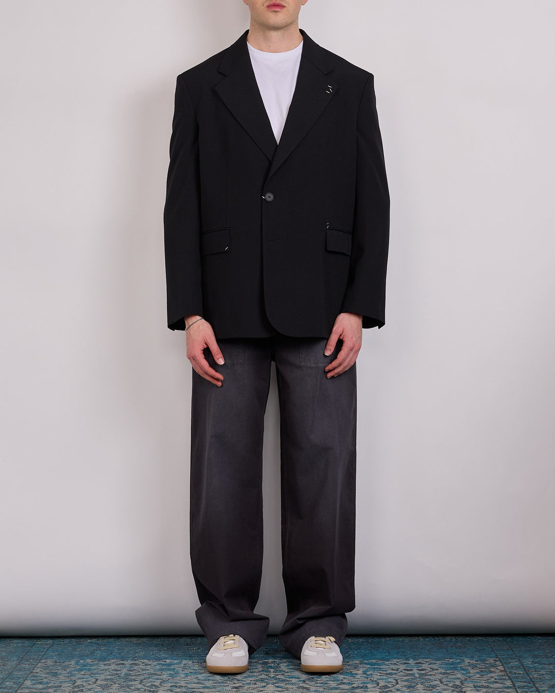 Maison Margiela MM6 Wool Blend Stapled Blazer Black