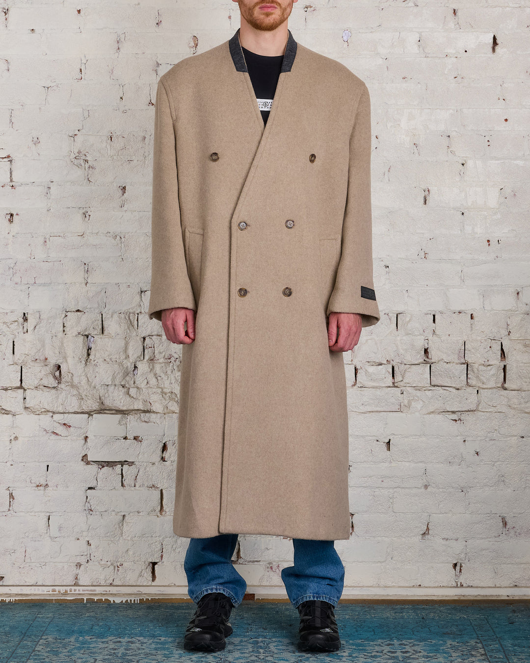 Maison Margiela MM6 Wool Blended Overcoat Beige