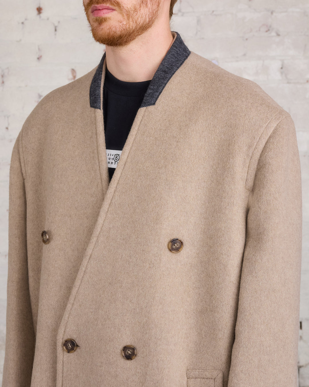 Maison Margiela MM6 Wool Blended Overcoat Beige