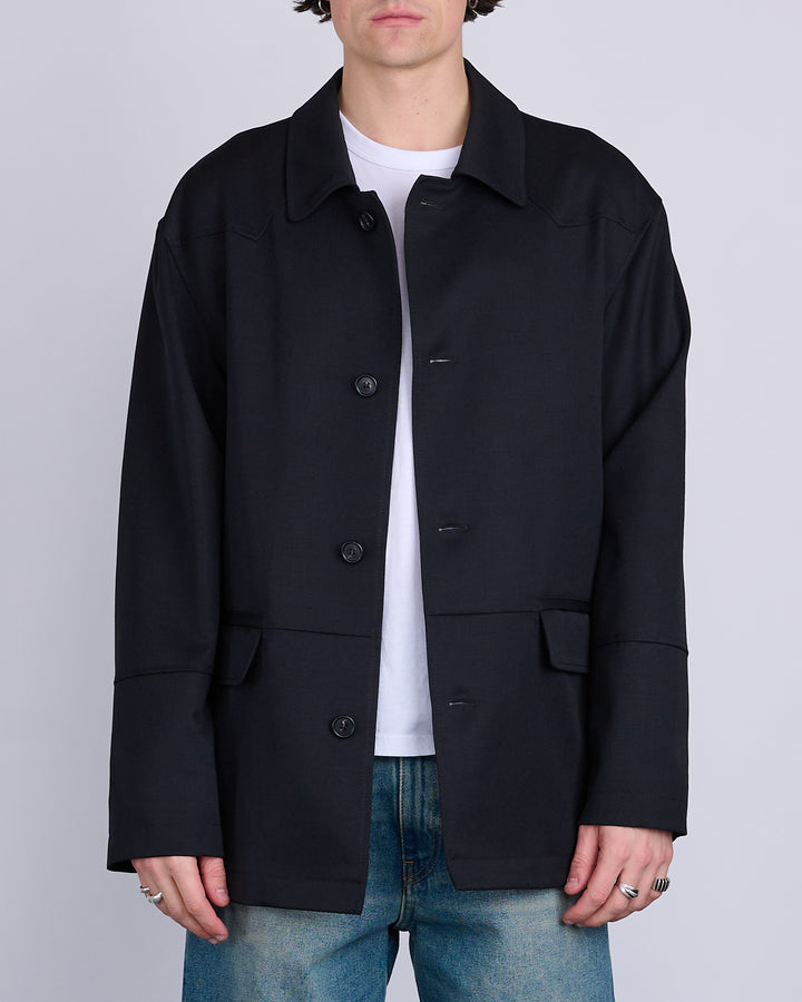 Maison Margiela MM6 Wool Gabardine Western Jacket Black