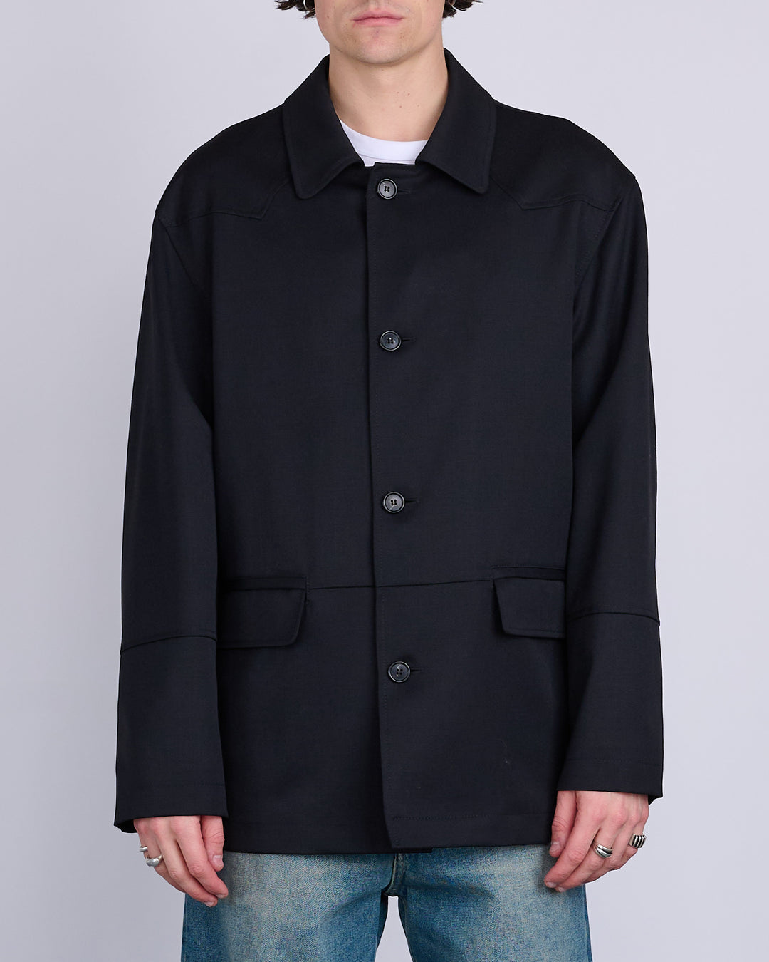 Maison Margiela MM6 Wool Gabardine Western Jacket Black