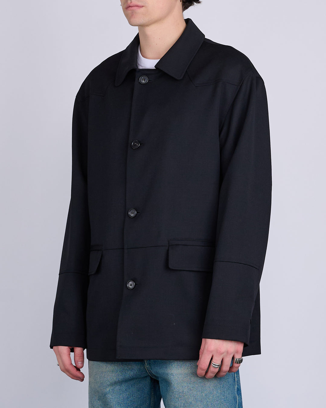 Maison Margiela MM6 Wool Gabardine Western Jacket Black