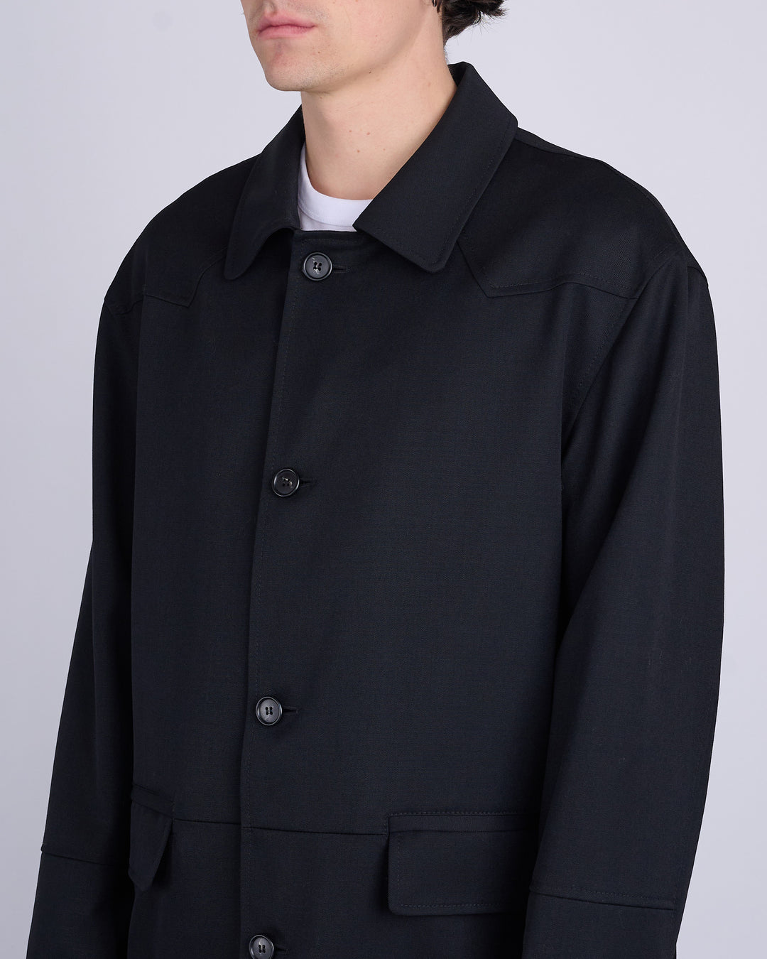 Maison Margiela MM6 Wool Gabardine Western Jacket Black