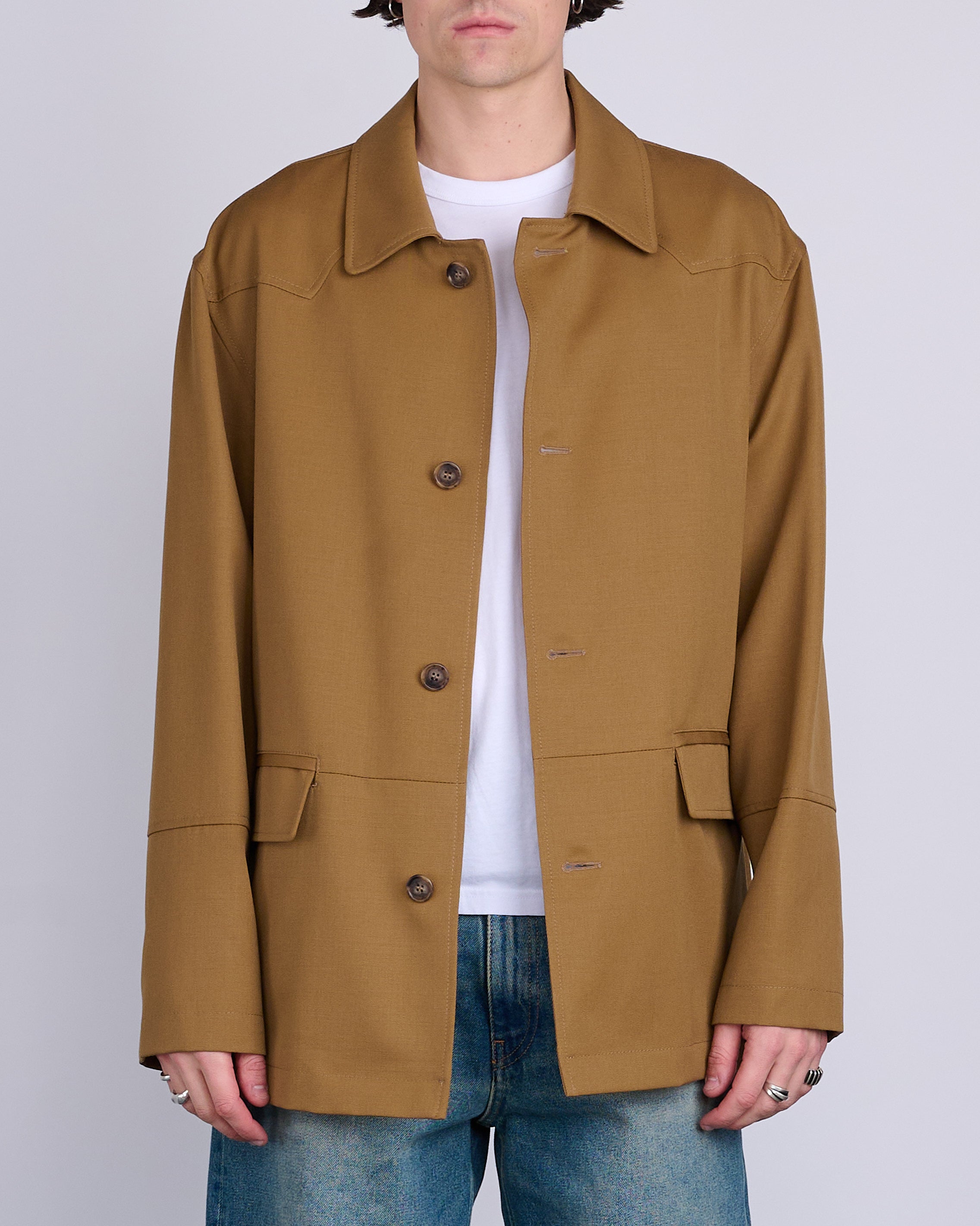 Maison Margiela MM6 Wool Gabardine Western Jacket Tobacco – LESS 17