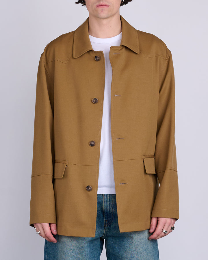 Maison Margiela MM6 Wool Gabardine Western Jacket Tobacco