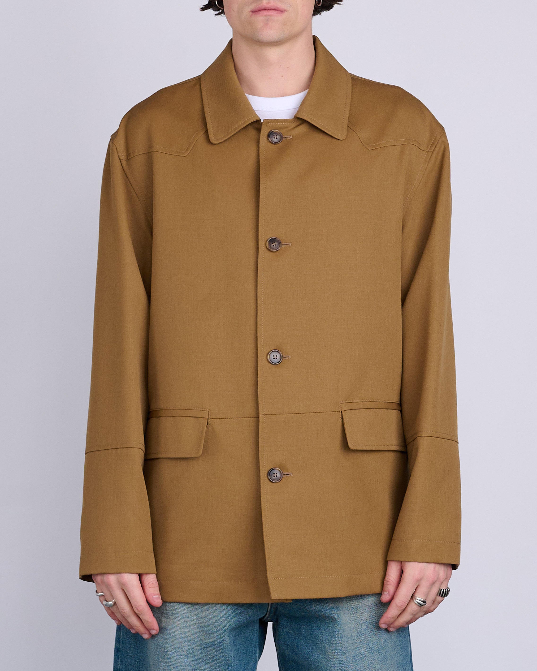 Maison Margiela MM6 Wool Gabardine Western Jacket Tobacco – LESS 17