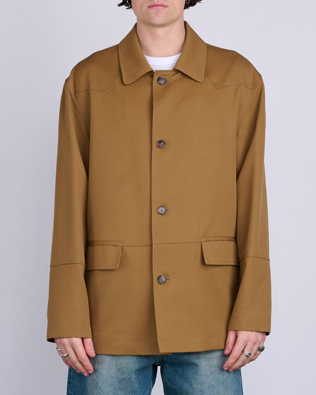 Maison Margiela MM6 Wool Gabardine Western Jacket Tobacco